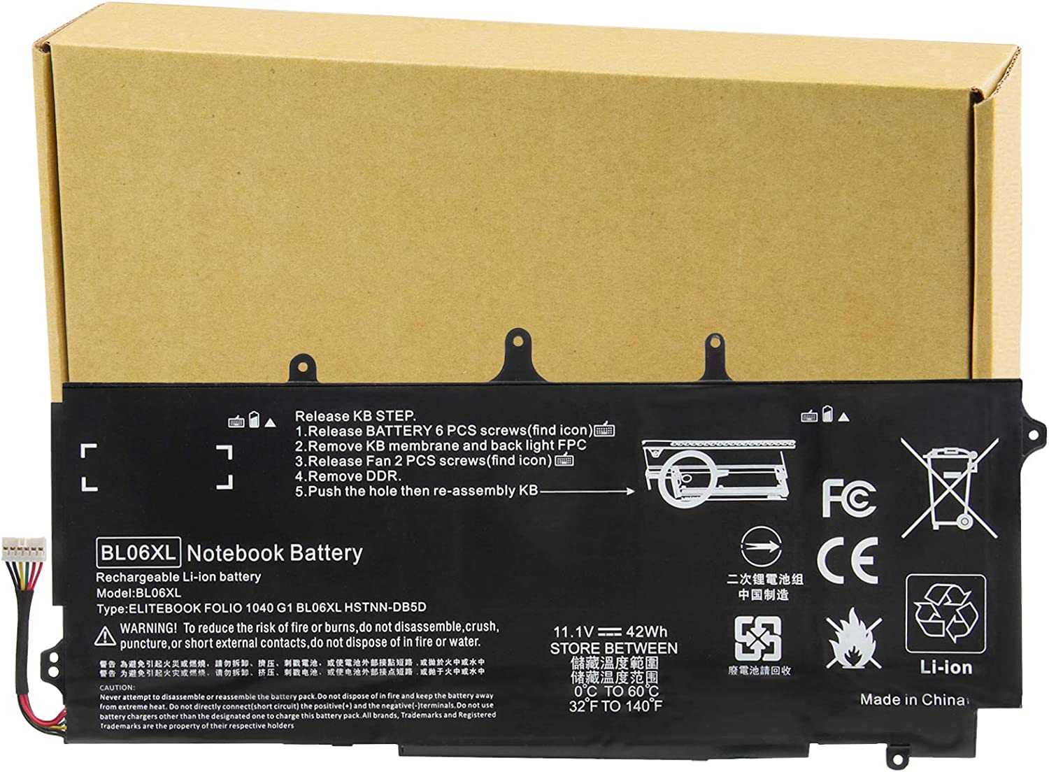 BL06042XL Battery fit HP EliteBook Folio 1040 G0 G1 G2, PN HSTNN-DB5D IB5D W02C 722236-171 1C1 271 2C1 722297-001 005 F450 F450C BL06XL