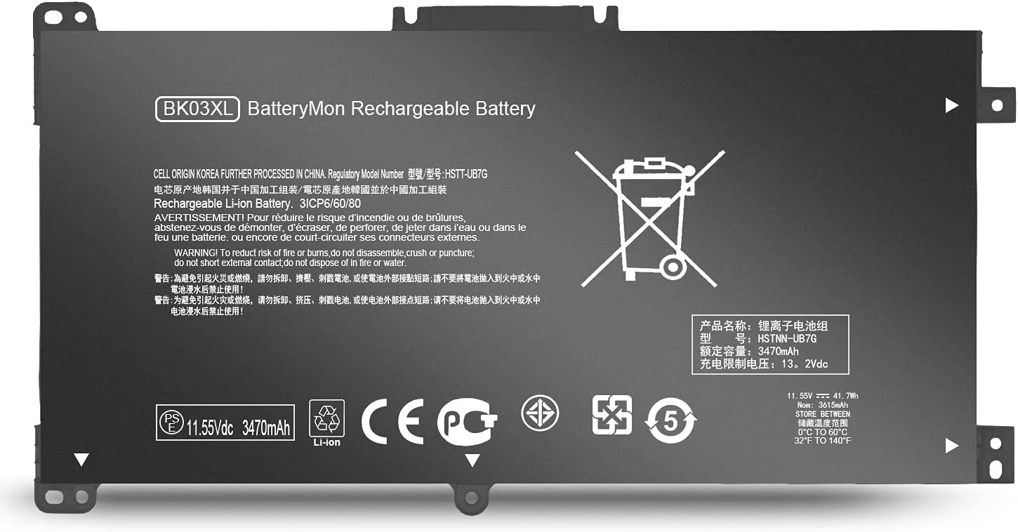 BatteryMon BK03XL Battery for HP Pavilion X360 14 14m Series 14-ba253cl 14-ba051cl 14-ba077tu 14m-ba114dx 14m-ba011dx BK03041XL HSTNN-LB7S HSTNN-UB7G 916366-421 916366-541 916811-855 TPN-W125