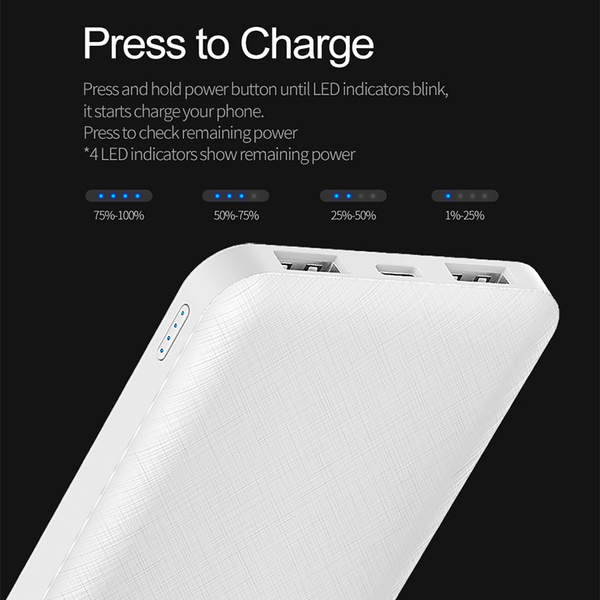 Slim 10000 mAh Power Bank With LED Light for Mobile Phone Ultra-thin