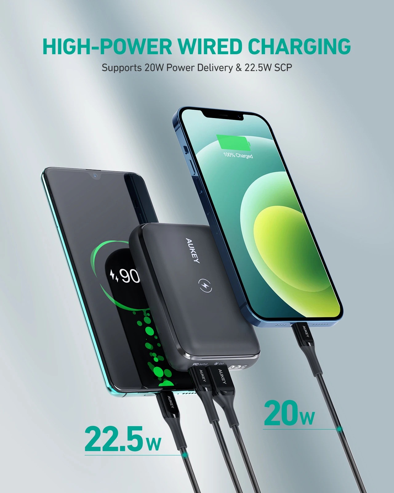 Aukey 20W 10000mAH PD Wireless Charging Power bank with Kickstand