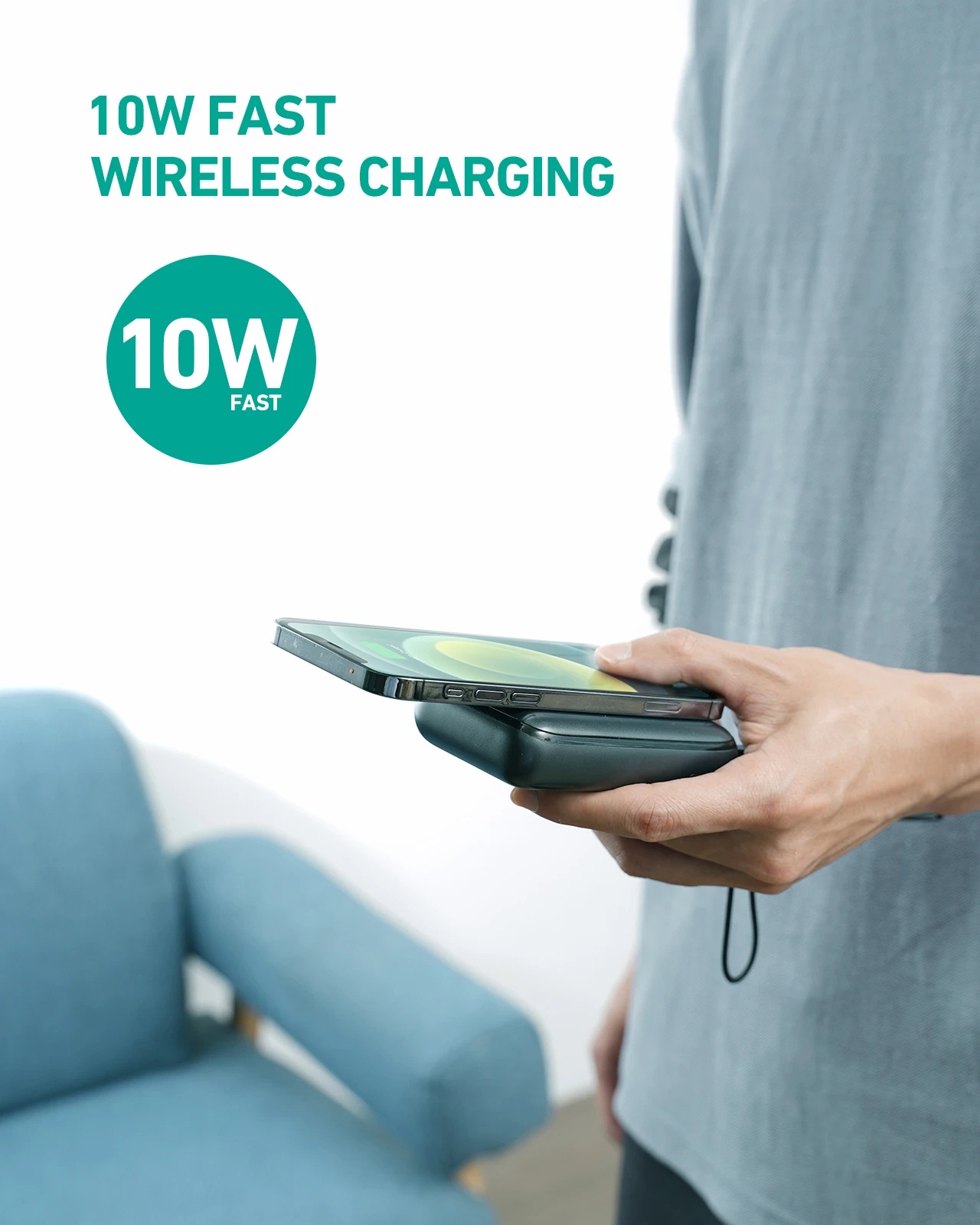 Aukey 20W 10000mAH PD Wireless Charging Power bank with Kickstand